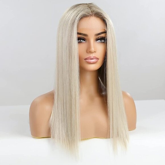 Ombre Platinum Blonde Wigs - Picture 2 of 6